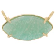 Pendentif navette   21x13 mm en pierre gemme - Doré à l'or fin - Amazonite x1