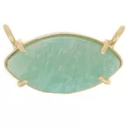 Pendentif navette   21x13 mm en pierre gemme - Doré à l'or fin - Amazonite x1