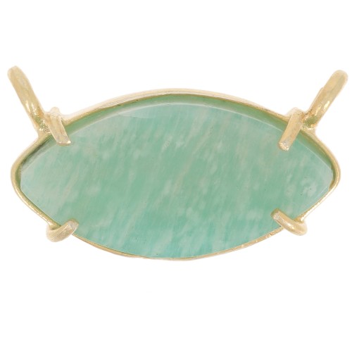Pendentif navette   21x13 mm en pierre gemme - Doré à l'or fin - Amazonite x1