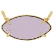 Pendentif navette  21x13 mm en verre - Doré à l'or fin - imitation Amethyste x1|raw }}