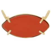 Pendentif navette  21x13 mm en verre - Doré à l'or fin - imitation Cornaline x1|raw }}