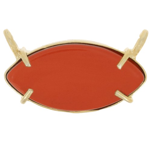 Pendentif navette 21x13 mm en verre - Doré à l'or fin - imitation Cornaline x1