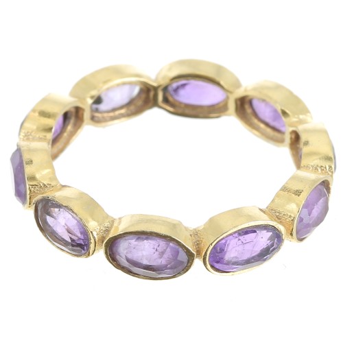 Bague fine en pierre gemme Amethyste - Taille 51 - Doré à l'or fin x1