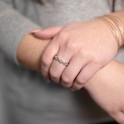 Bague fine en pierre gemme Calcédoine bleue - Taille 51 - Doré à l'or fin x1