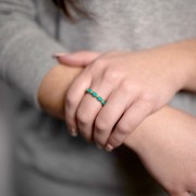 Bague fine en imitation pierre gemme Turquoise - Taille 51 - Doré à l'or fin x1