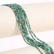 Perles rondes facettées 2 mm pierre gemme - Chrysocolle x32cm