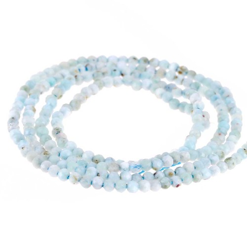 Perles rondes facettées 3 mm pierre gemme - Larimar x32cm
