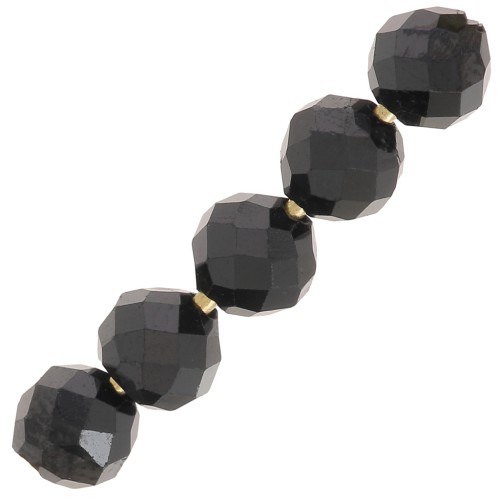Perles rondes facettées 4 mm pierre gemme - Spinelle noir x20