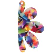 Pendentif demi-fleur 53x26 mm en acétate - Ecaille tortue - Multicolore x1|raw }}