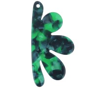 Pendentif demi-fleur 53x26 mm en acétate - Ecaille tortue - Vert foncé nacré x1