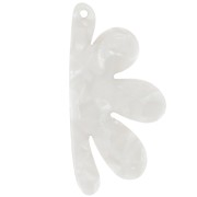 Pendentif demi-fleur 53x26 mm en acétate - Blanc nacré x1