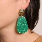 Pendentif ovale 50x33 mm en acétate - Bleu roi nacré x1