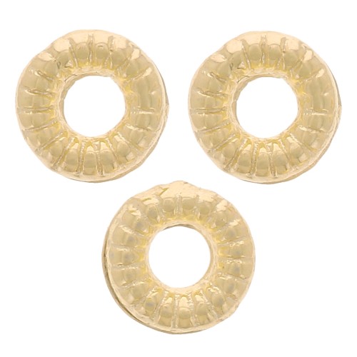 Perles rondelles plates striées 4 mm - Doré à l'or fin x10