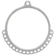 Pendentif chandelier cercle évidé 32 mm multi-trous - Argenté vieilli x1