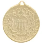 Pendentif pièce de monnaie Saint-Marin 24 mm - 10 lires - Doré à l'or fin x1