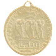 Pendentif pièce de monnaie Saint-Marin 24 mm - 10 lires - Doré à l'or fin x1