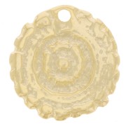 Pendentif rond irrégulier ethnique texturé 18.5 mm - Doré à l'or fin x1|raw }}
