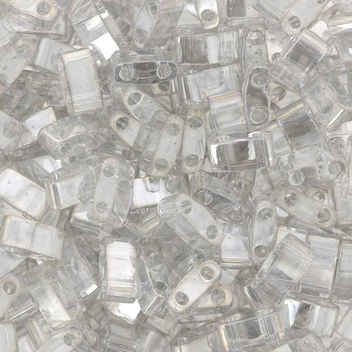 Miyuki Half Tila Beads 5x2.3x1.9mm HTL-1881 - Tr Silver Gray Gold Luster x10g