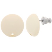 Clous d'oreilles ronds 14 mm en résine - Beige x2|raw }}