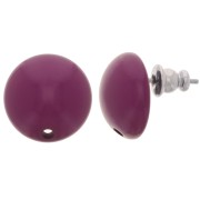Clous d'oreilles ronds 14 mm en résine - Aubergine x2