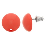 Clous d'oreilles ronds 14 mm en résine - Rouge corail x2|raw }}