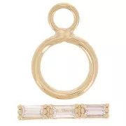 Fermoir T 9 mm - barre avec oxyde de zirconium - Plaqué Or 3 microns - Crystal x1