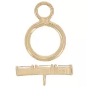 Fermoir T 9 mm - barre avec oxyde de zirconium - Plaqué Or 3 microns - Crystal x1