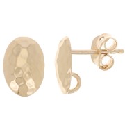 Clous d'oreilles ovale martelé 10x7 mm - anneau ouvert - Plaqué Or 3 microns x2|raw }}