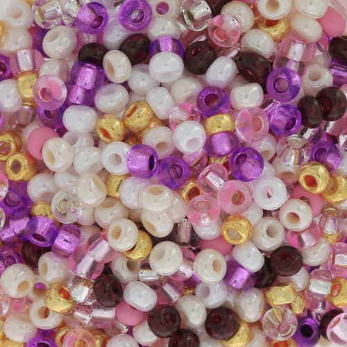 Preciosa Perles rocailles 8/0 3 mm - Mix Opaque - Transparent Pêche - Violet x20g