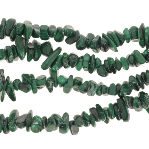 Perles chips 5 - 8 mm en pierre gemme  - Malachite x78cm