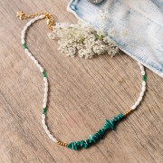 Perles chips 5 - 8 mm en pierre gemme  - Malachite x78cm