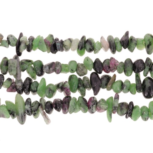 Perles chips 5 - 8 mm en pierre gemme  - Rubis Zoisite x80cm