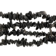 Perles chips 3 - 5 mm en pierre gemme  - Agate noire x80cm