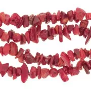 Perles chips 5 - 8 mm en bambou de mer teinté - Rouge corail x80cm