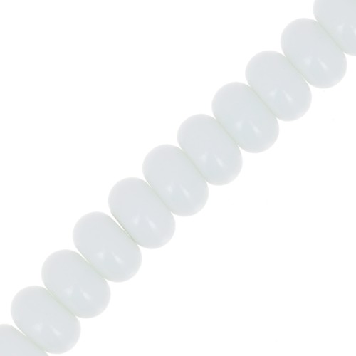 Perles rondelles - Heishi en verre 8x5 mm - Blanc x40cm