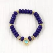 Perles rondelles - Heishi en verre 8x5 mm - Bleu foncé x40cm