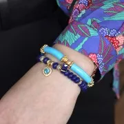 Perles rondelles - Heishi en verre 8x5 mm - Bleu foncé x40cm