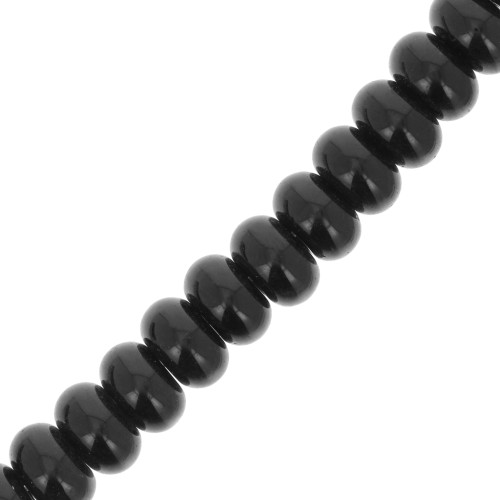Perles rondelles - Heishi en verre 8x5 mm - Noir x38 cm
