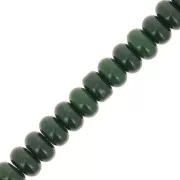 Perles rondelles - Heishi en verre 8x5 mm - Vert foncé x40cm
