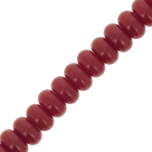 Perles rondelles - Heishi en verre 8x5 mm - Bordeaux x40cm