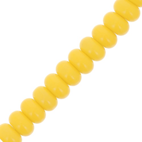 Perles rondelles - Heishi en verre 8x5 mm - Jaune foncé x40cm