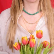 Perles rondelles - Heishi en verre 8x5 mm - Lichen x40cm