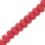 Perles rondelles - Heishi en verre 8x5 mm - Rouge mat x40cm