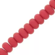 Perles rondelles - Heishi en verre 8x5 mm - Rouge mat x40cm