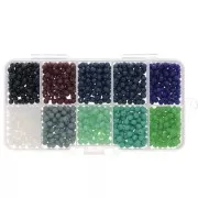 Assortiment perles rondelles facettées - rondes aplaties 4x3mm - Multi foncé x1000