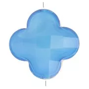 Perle trèfle facetté 12 mm en verre - Bleu x1