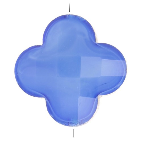 Perle trèfle facetté 11.5 mm en verre - Bleu x1
