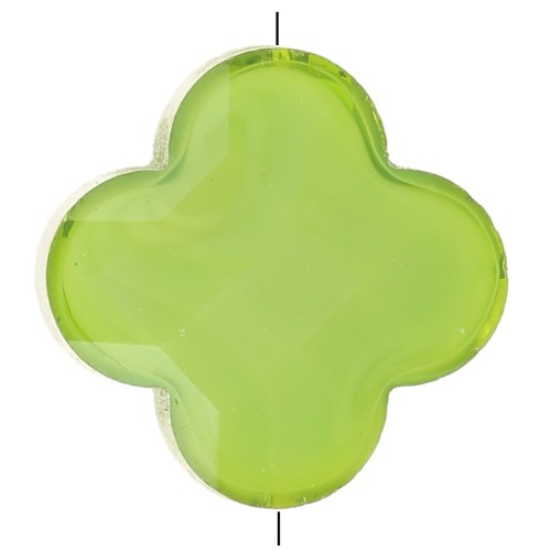 Perle trèfle facetté 12 mm en verre - Vert x1