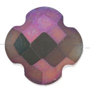 Perle trèfle facetté 11.5 mm en verre - Violet foncé AB x1