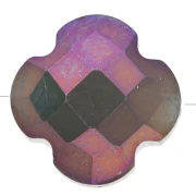 Perle trèfle facetté 11.5 mm en verre - Violet foncé AB x1